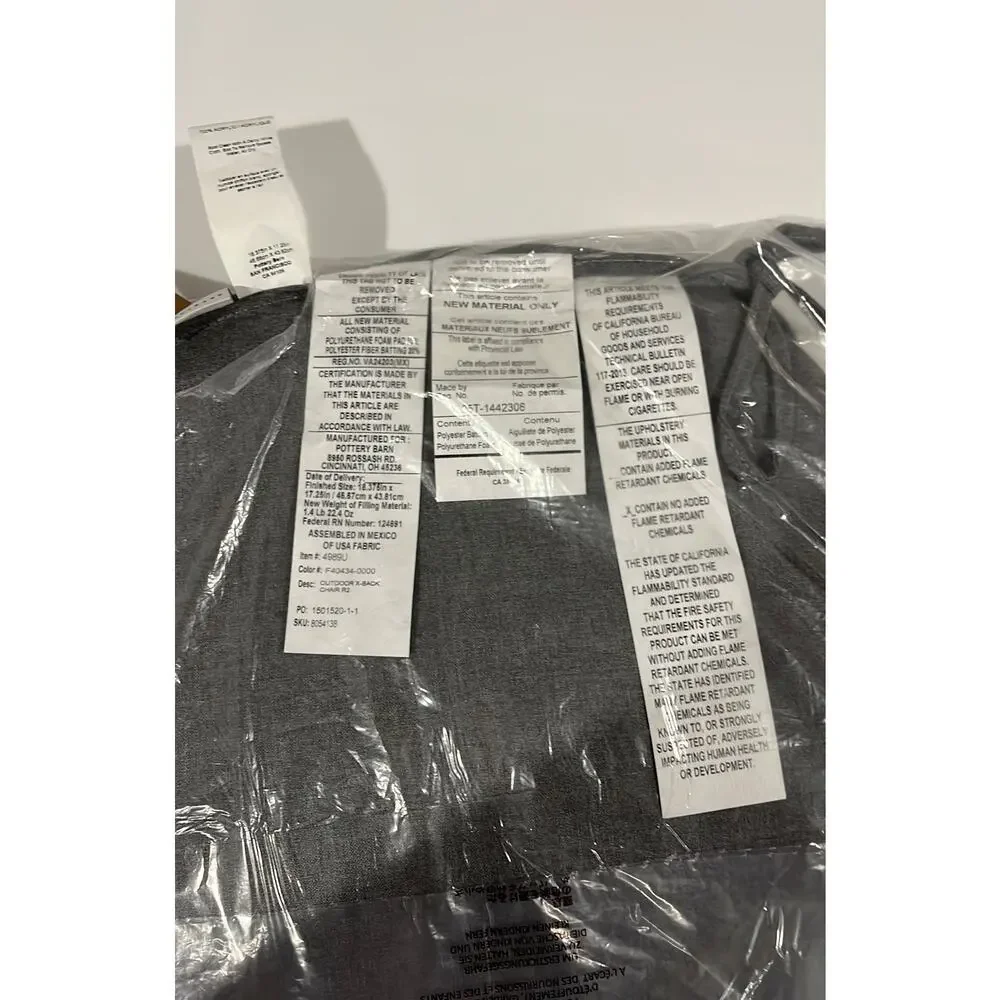Sunbrella Patio Dining Chair Cushion X-Back Bistro Slate Gray 18.4x17.3